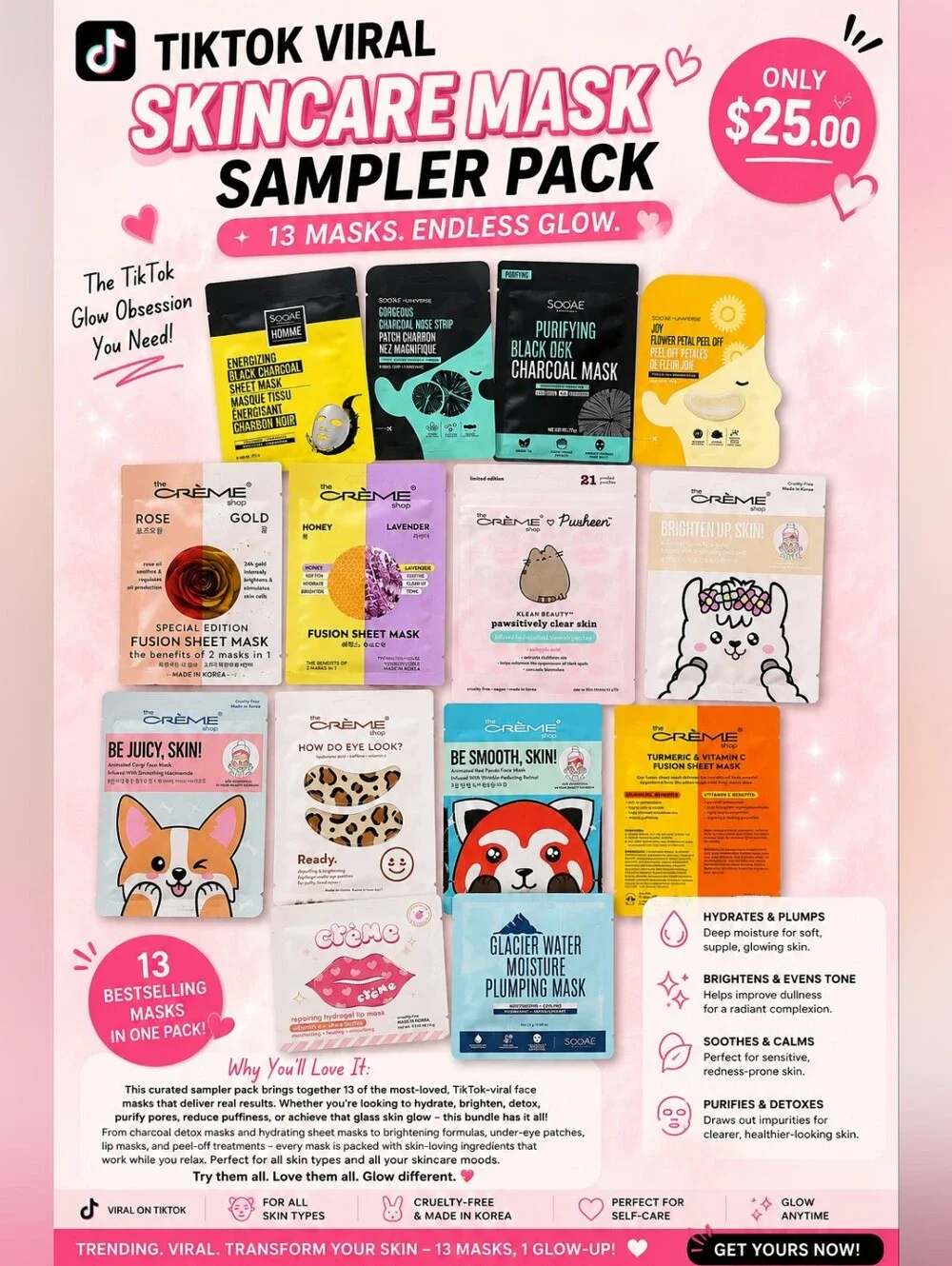 Skincare Mask Sampler Pack – Mixed Colors (13-Pack)
